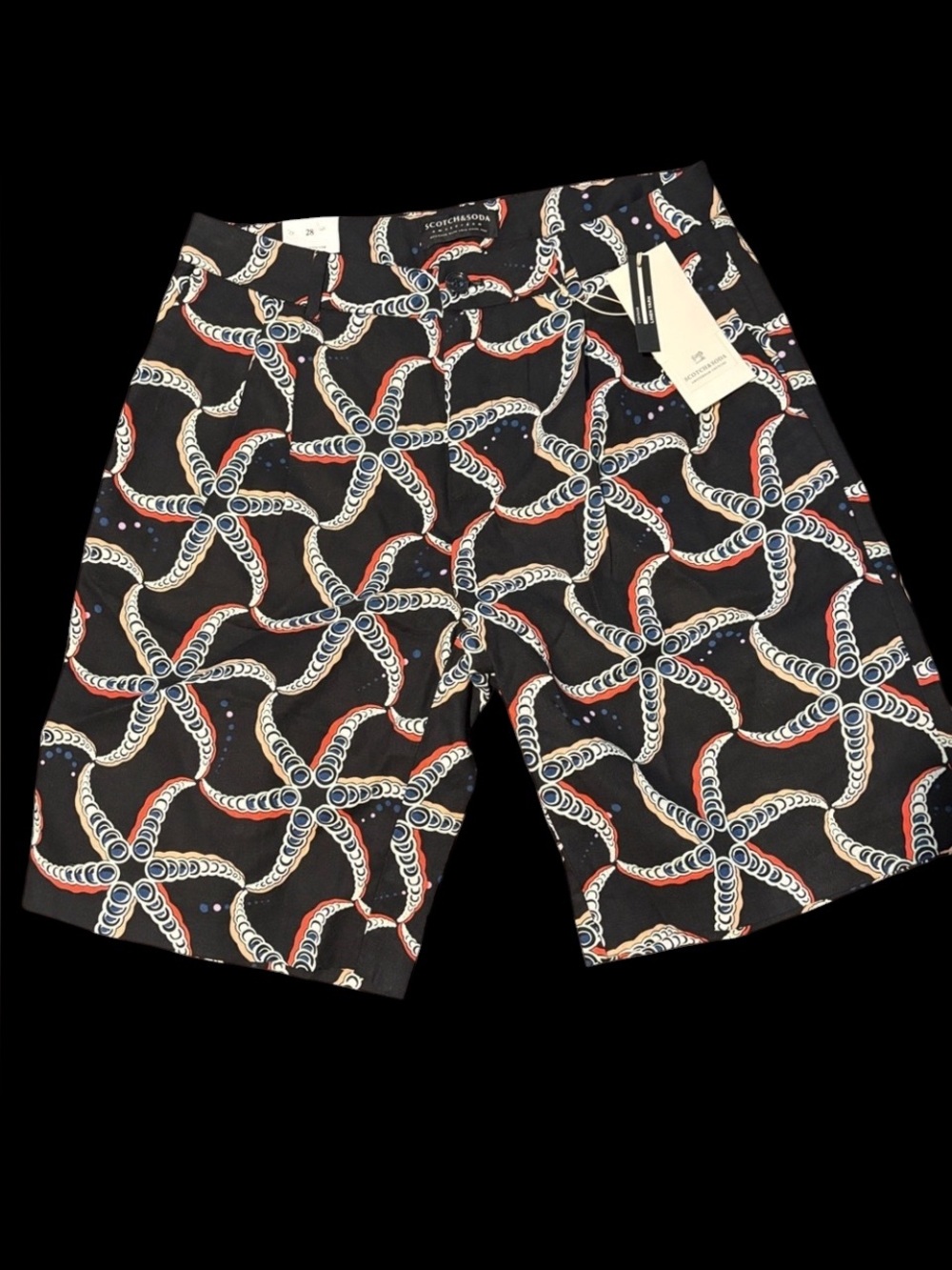 Navy Starfish-Patterned Shorts